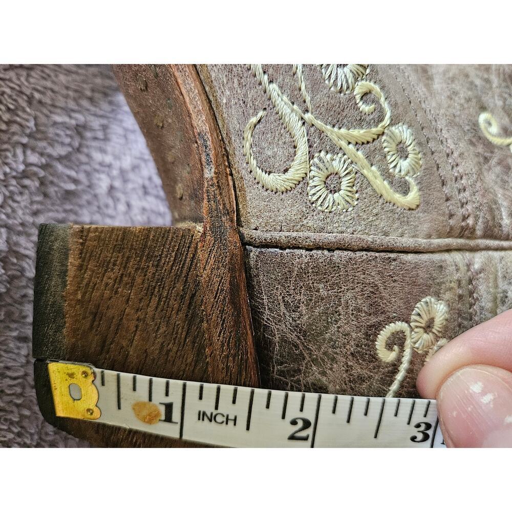 Women's Western Embroidered Ankle Boots in Taupe - Picture 6 of 8